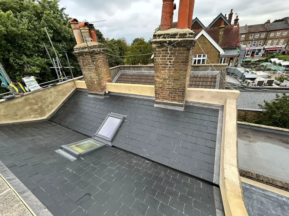 new roof installed grey tiles